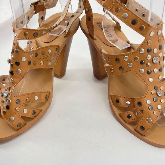 Torrid Womens Heels Strappy Sandals Metal Embellishment Brown Camel Size 8 - Picture 10 of 15